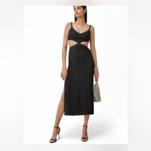 NEW Reformation Black Cut-Out Alsie Midi Dress